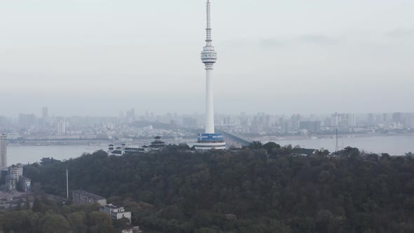 Aerial view of Wuhan sky tower, China. alt