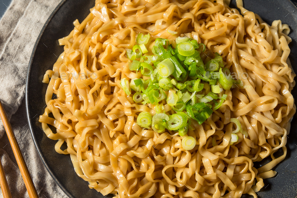 Homemade Spicy Soy Scallion Noodles - Stock Photo - Images