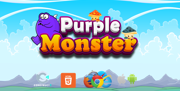 Purple Monster Adventure - Platform Game - HTML5/Mobile - (C3P)