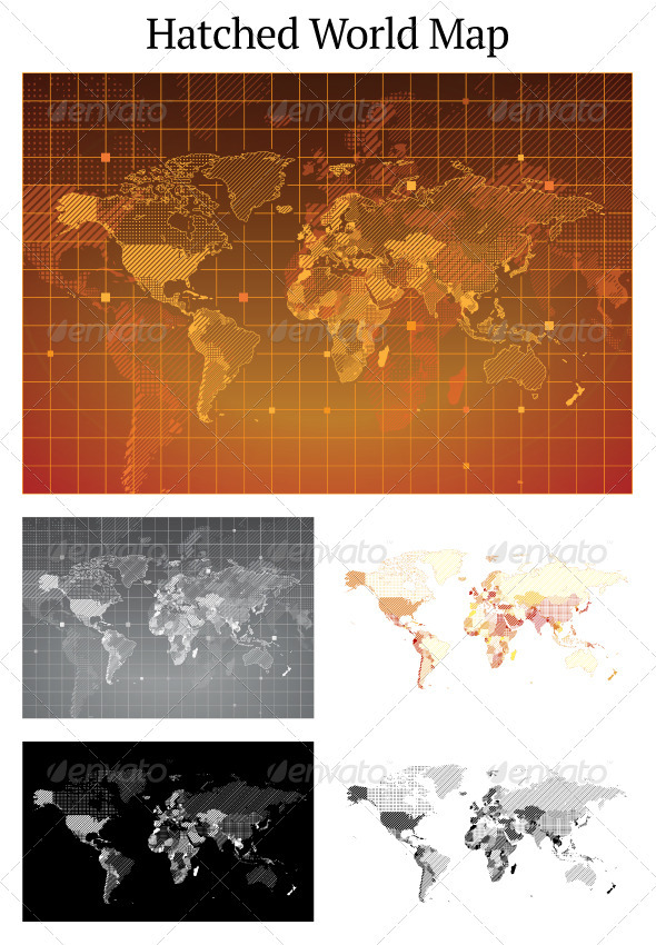 World Map With Textured Countries - Miscellaneous Conceptual