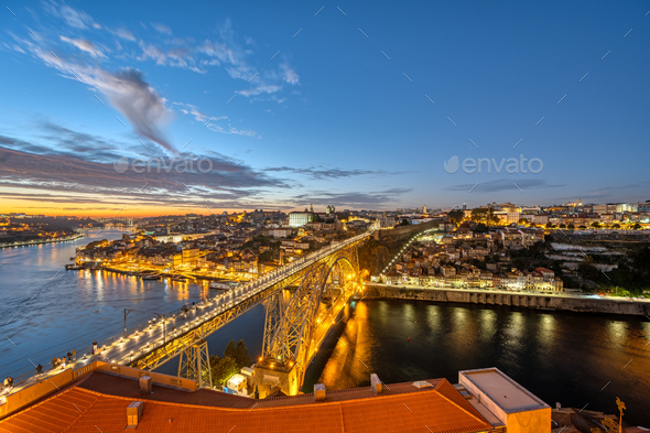 View of Porto after sunset - Stock Photo - Images