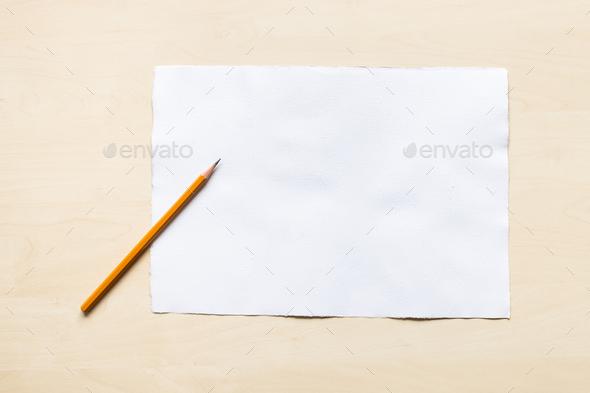 regular pencil on blank sheet of white paper