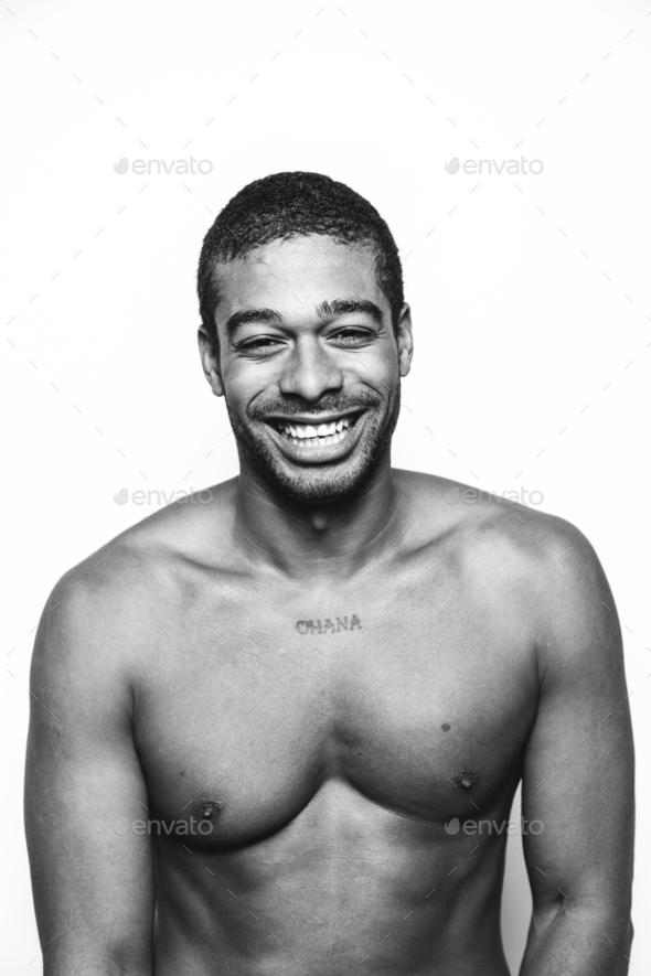 Fotografia do Stock: African American bodybuilder man, naked