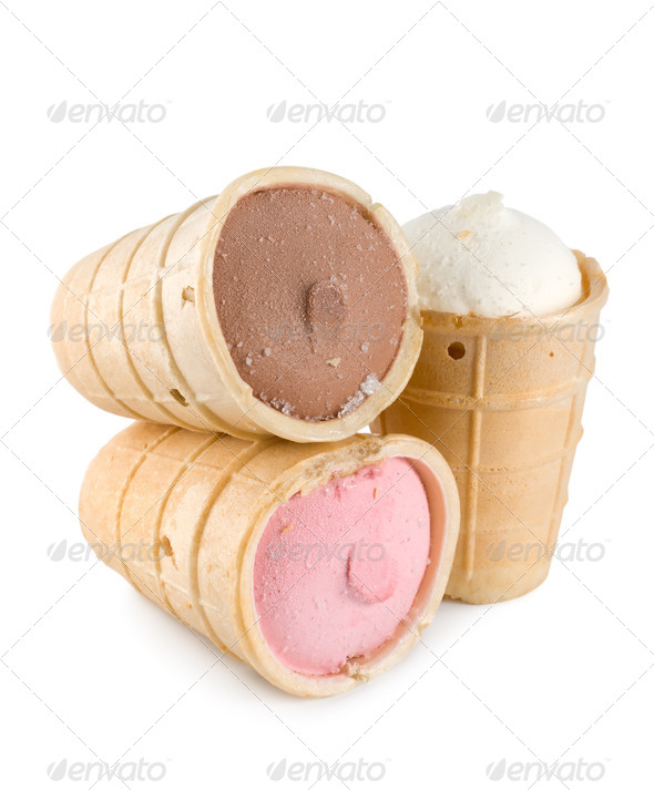 Three ice cream in the cup - Stock Photo - Images