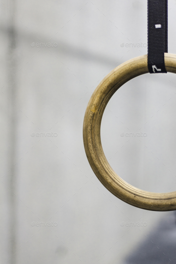Premium Photo | Close up of sport rings in gym. selective focus. space for  text.