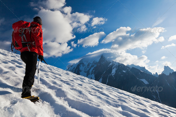 Mountaineer alone glacier - Stock Photo - Images