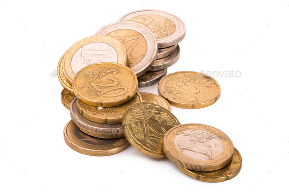 Euro cent coins isolated - Stock Photo - Images