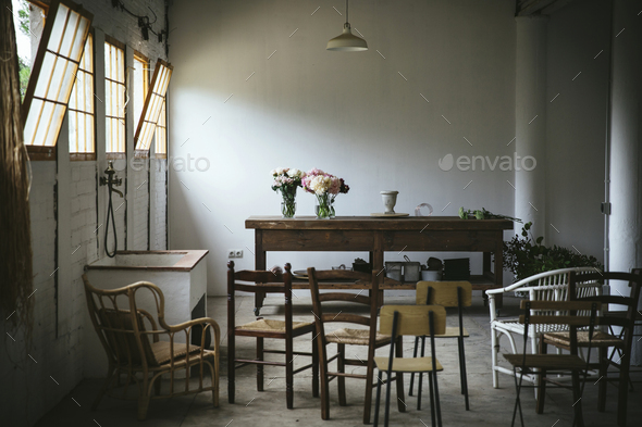 Bunches Of Flowers In Vases On Table Stock Photo By Addictive Stock