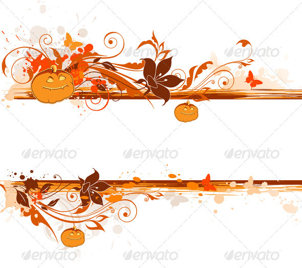 Halloween Banner with Pumpkin - Halloween Seasons/Holidays
