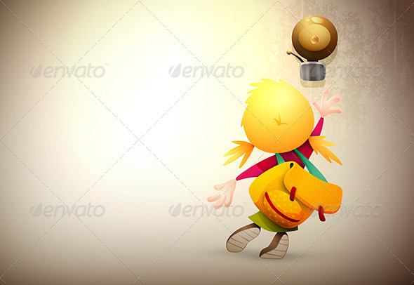 Little girl stretching to reach and ring the bell - People Characters