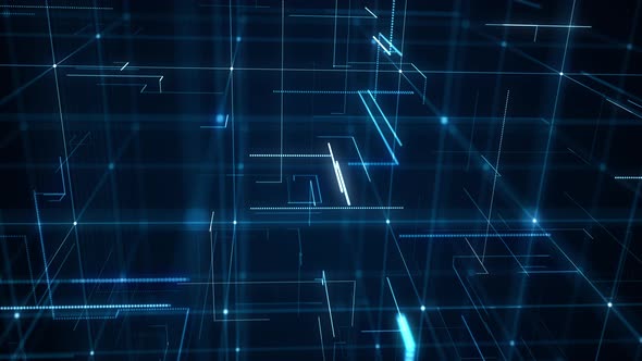 Blue line and grid technology abstract background concept