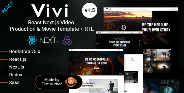 Vivi – Video Production & Movie React Next Template