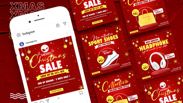 Merry Christmas Sale Banner Template Product Promo template preview