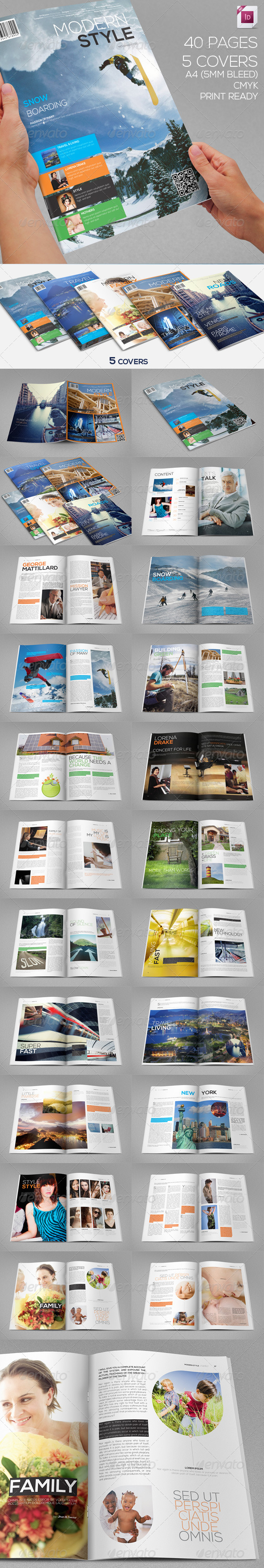 Modern Style Magazine | 40 Pages | 5 Covers - Magazines Print Templates