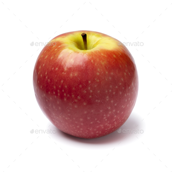 Single fresh healthy Pink Lady apple on white background - Stock Photo - Images