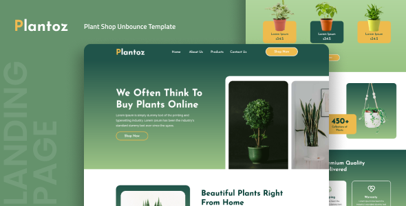 Plantoz — Plant Shop Unbounce Template