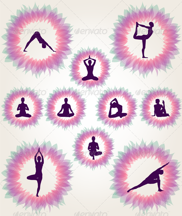Floral Yoga Illustration Set - Decorative Symbols Decorative