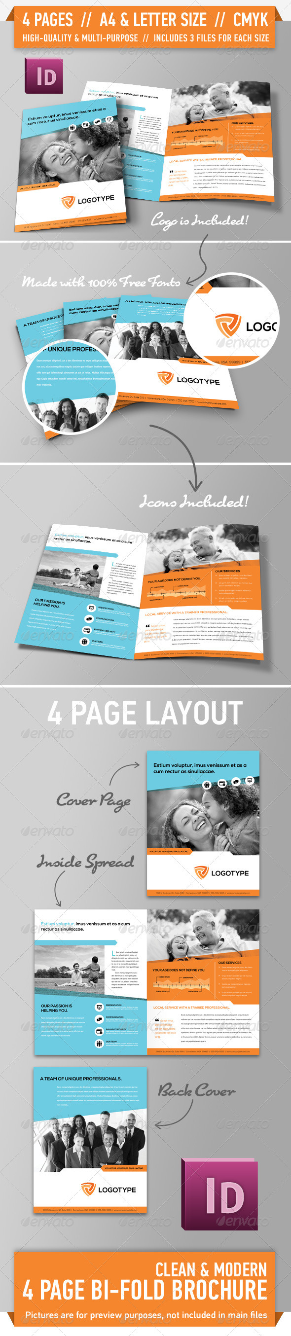 Clean Modern Bifold Brochure - Vol. 2 - Corporate Brochures