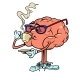 Drinking a Cup of Hot Coffee Human Brain Character