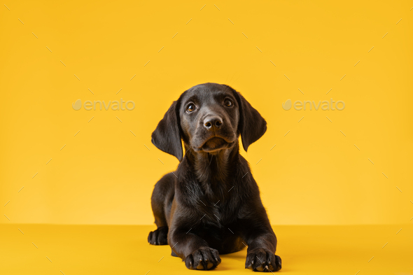Studio shot of lab puppy - Stock Photo - Images