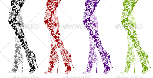 Glamour Fashion Legs on White - Decorative Symbols Decorative