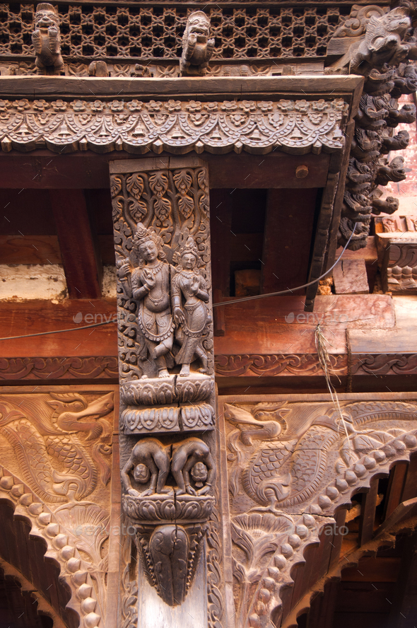 Erotic Wood Carvings At Ancient Pashupatinath Hindu Temple Kathmandu Nepal Stock Photo By