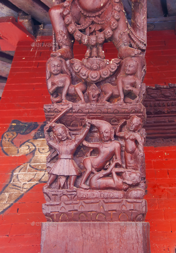 Erotic Wood Carvings At Ancient Pashupatinath Hindu Temple Kathmandu Nepal Stock Photo By