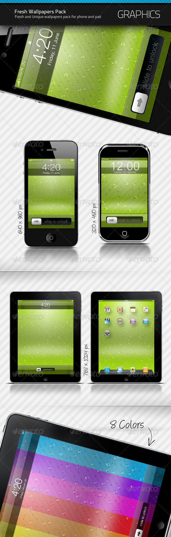 Phone and Pad Fresh Wallpapers Pack - Backgrounds Graphics