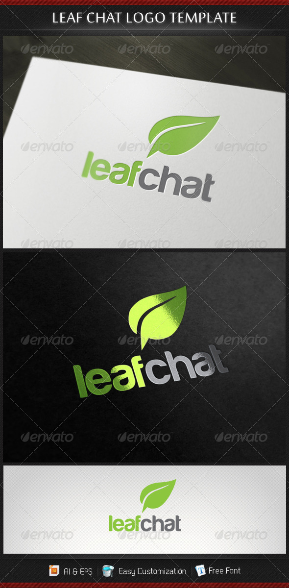 Leaf Chat Logo Template - Nature Logo Templates