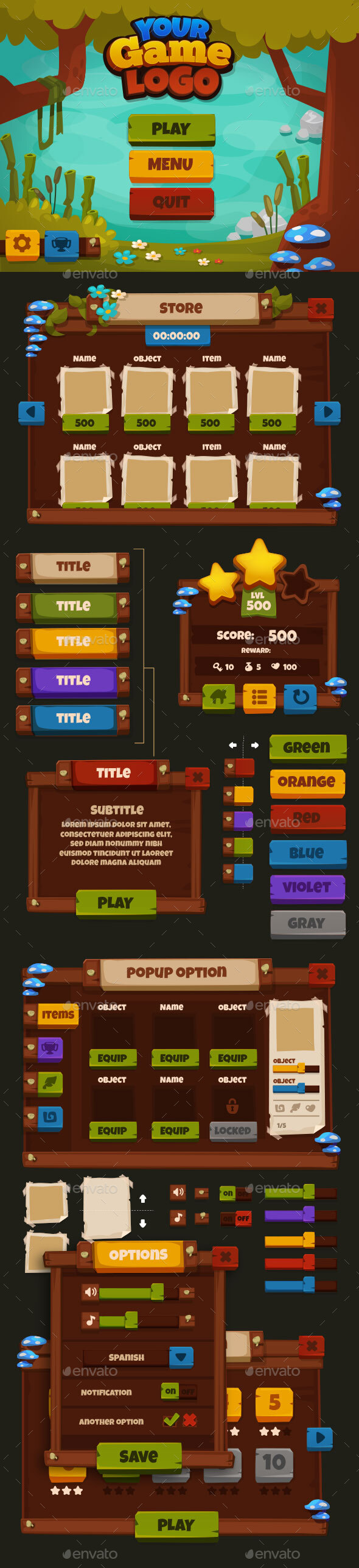 Ui Elements - Cartoon Casual Game