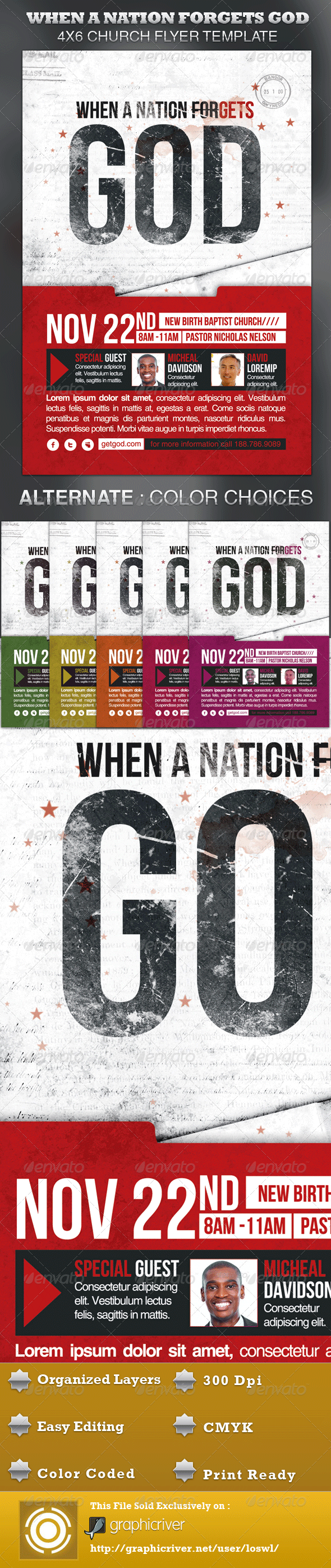 When A Nation Forgets God Church Flyer Template - Church Flyers