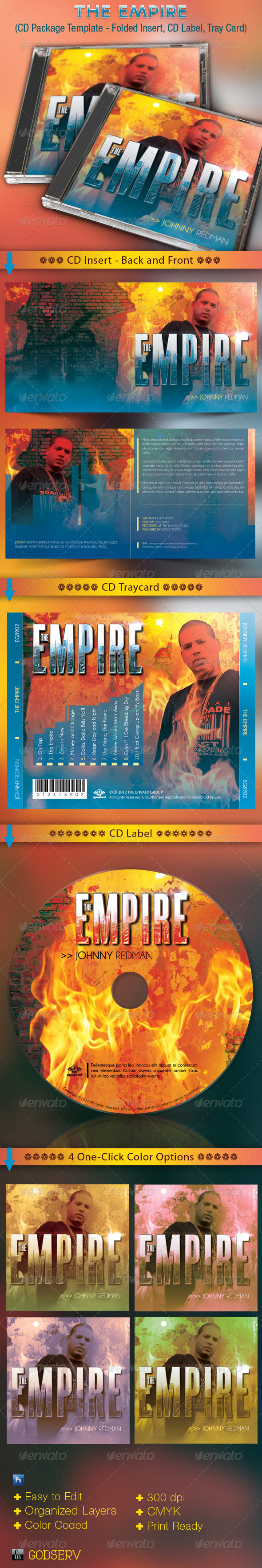 Empire CD Cover Artwork Template - CD & DVD Artwork Print Templates