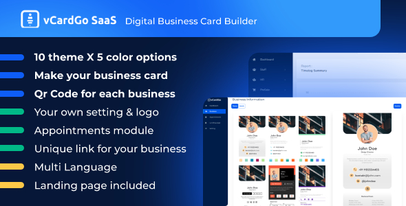 vCardGo SaaS – Digital Business Card Builder