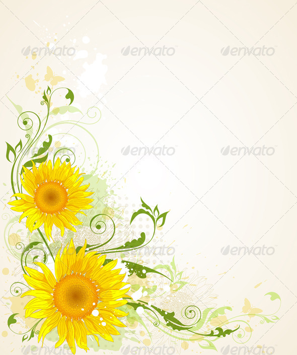 Background with Sunflower - Flowers & Plants Nature