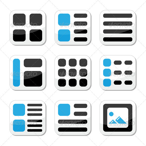 Website display options and photo gallery view ico - Web Elements Vectors