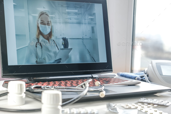 Medicine, telehealth,medical. doctor conducts a remote consultation, provides online medical