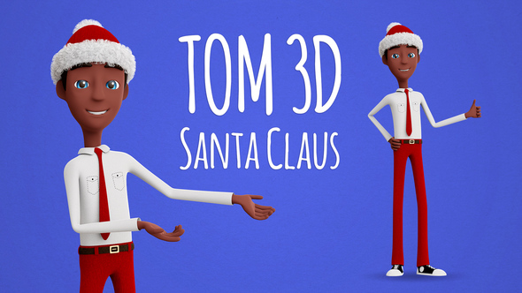 Tom 3D Santa Claus Black Skin - Christmas Product Promotion 4K