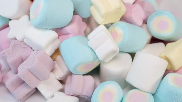 Types of colored marshmallow rotating 3