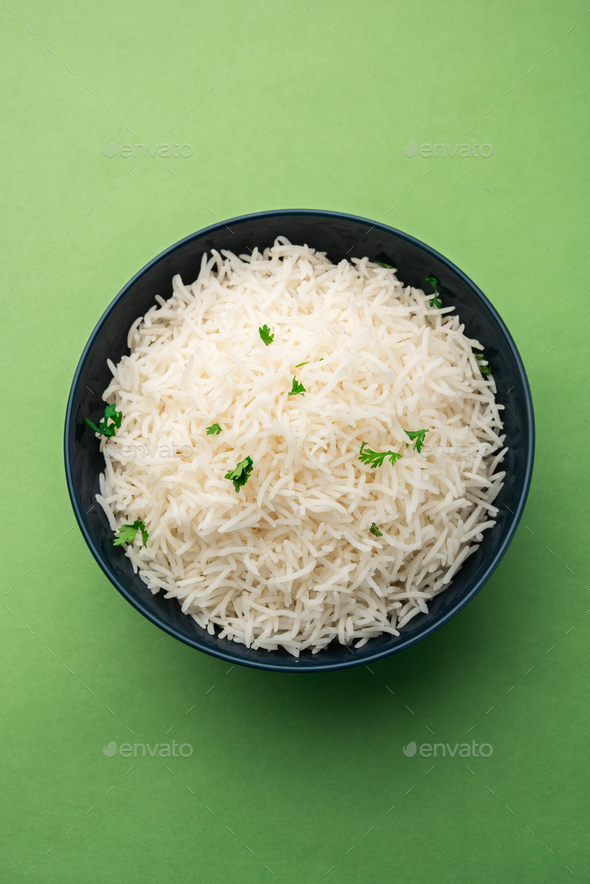 Cooked plain white basmati rice Stock Photo by stockimagefactory