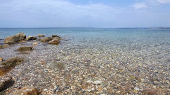 Clear Water Of Mediterranean Sea In Greece