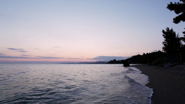 Mediterranean Sea Beach After Sunset , Halkidiki