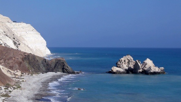 Rocks Of Aphrodite In Blue Sea, Paphos, Cyprus