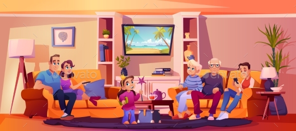 people watching tv cartoon
