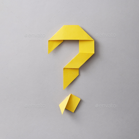 Origami question mark of neatly folded yellow paper Stock Photo by sergign