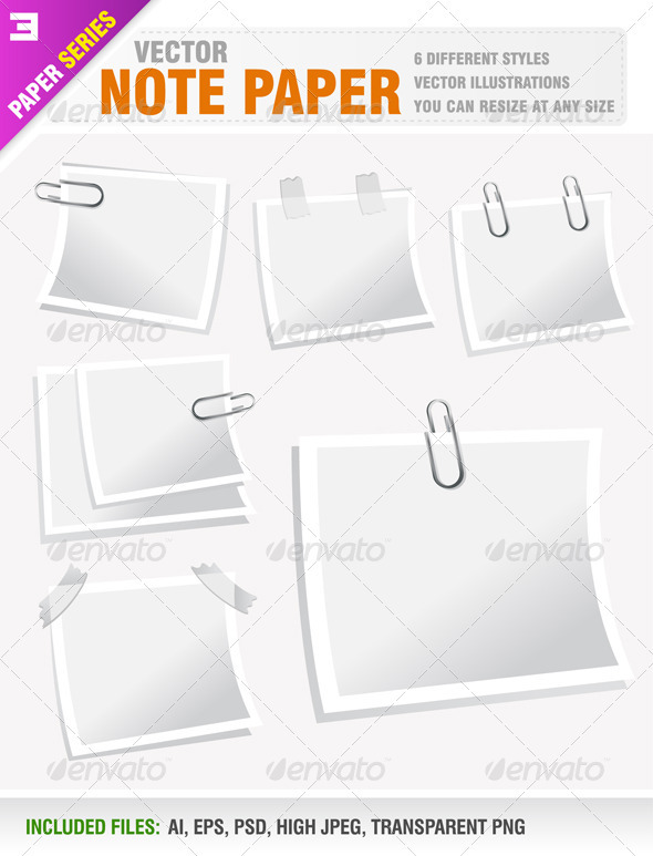 6 Note Papers - Web Elements Vectors