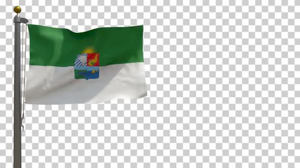 Sucre Department Flag (Colombia) on Flagpole with Alpha Channel - 4K alt