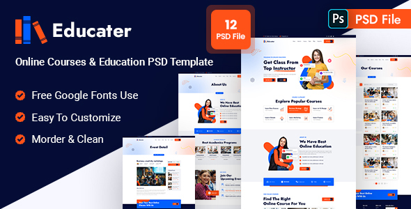 Educater - Online Courses & Education PSD Template