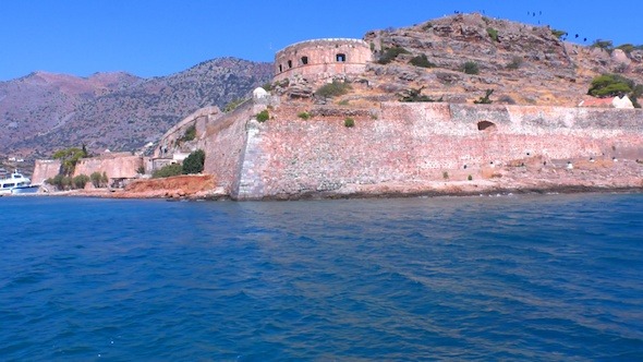 Medieval Spinalonga Castle From Boat, Crete