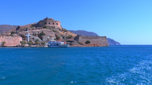 Medieval Spinalonga Castle From Boat, Crete 2