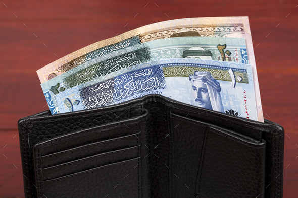 Jordanian money in the black wallet - Stock Photo - Images